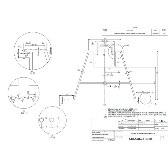 Sina de montare trapezoidala SMT-L3000 (110x60) / 1 BUC