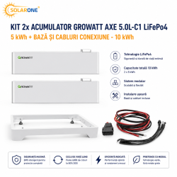 Kit 2x Acumulator Growatt AXE 5.0L-C1 LiFePo4, 5 kWh + Baza si cabluri conexiune - 10 kWh Kit 2x Acumulator Growatt AXE 5.0L-C1 LiFePo4, 5 kWh + Baza si cabluri conexiune - 10 kWh