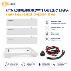 Kit 3x Acumulator Growatt AXE 5.0L-C1 LiFePo4, 5 kWh + Baza si cabluri conexiune - 15 KWh Kit 3x Acumulator Growatt AXE 5.0L-C1 LiFePo4, 5 kWh + Baza si cabluri conexiune - 15 KWh
