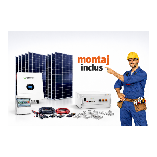 Sistem fotovoltaic 6kW OFF-GRID, monofazat complet cu montaj inclus Sistem fotovoltaic 6kW OFF-GRID, monofazat complet cu montaj inclus