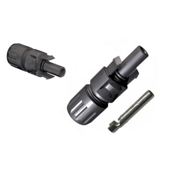 Conector MC4 pentru cablu solar 4/6 mm² tata 5-6 mm Conector MC4 pentru cablu solar 4/6 mm² tata 5-6 mm