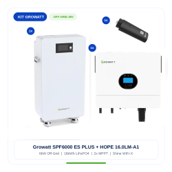 Kit Growatt monofazat Invertor SPF6000 ES PLUS 6KW + Acumulator HOPE 16.0LM-A1, 16 KWH + Growatt Shine WiFi-X Dongle WLan Kit Growatt monofazat Invertor SPF6000 ES PLUS 6KW + Acumulator HOPE 16.0LM-A1, 16 KWH + Growatt Shine WiFi-X Dongle WLan