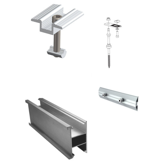 Kit Sistem de Montaj pentru 14 panouri cu lățime intre 100-110cm , Pentru Tabla Tip Țiglă