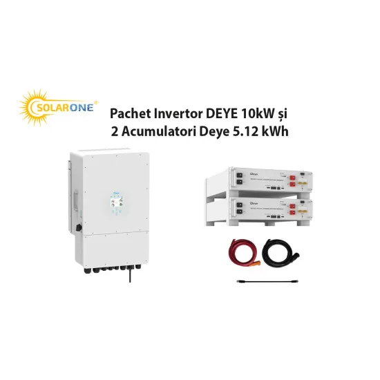 Pachet Invertor DEYE 10kW și 2 Acumulatori Deye 5.12 kWh