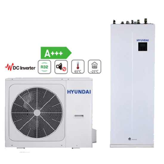 Pompă de căldură AER-Apă SPLIT HYUNDAI HYHA-V12W/D2RN8 HYHB-A160/240CD30GN8 cu boiler încorporat 240 litri 12 kW 380V