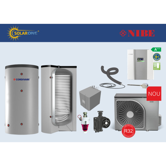 Sistem încălzire AER-APĂ NIBE cu inverter încălzire-răcire, pentru maxim 150 mp